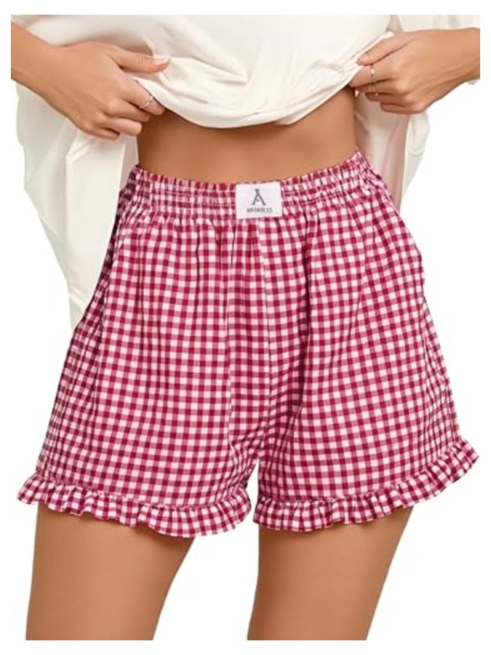Loose Fit Women's Ruffle Boxer Shorts 100% Rayon PJ Lounge Bottom